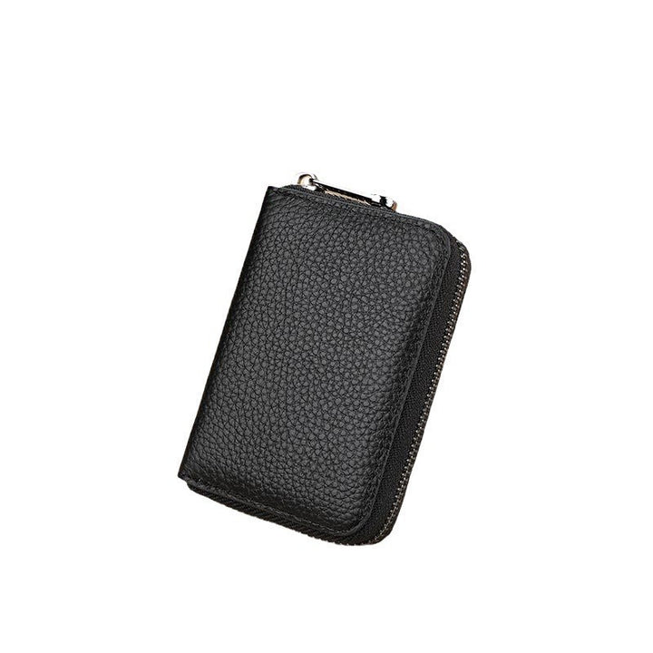 Sleek Zippered Leather Credit Card Holder Bowlift