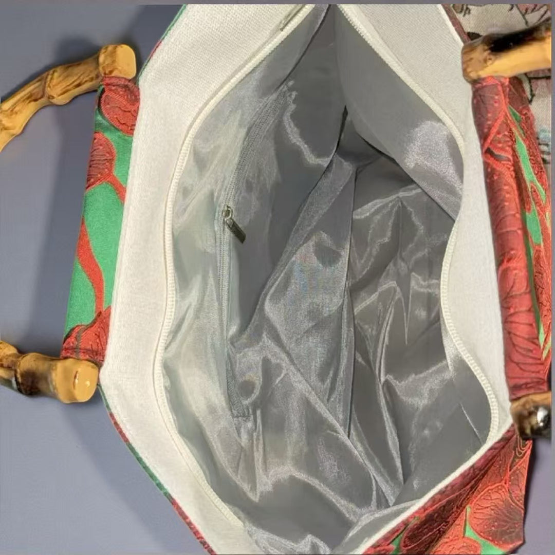 Stylish cotton bag with bamboo handles Bowlift