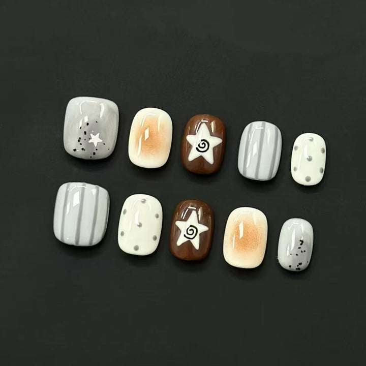 Artistic Cat-Themed Press-On Nail Art Set Bowlift