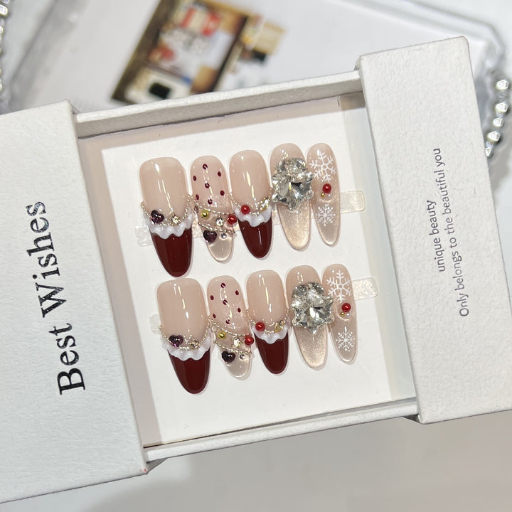 Festive-Themed Press-On Nail Art Set Bowlift