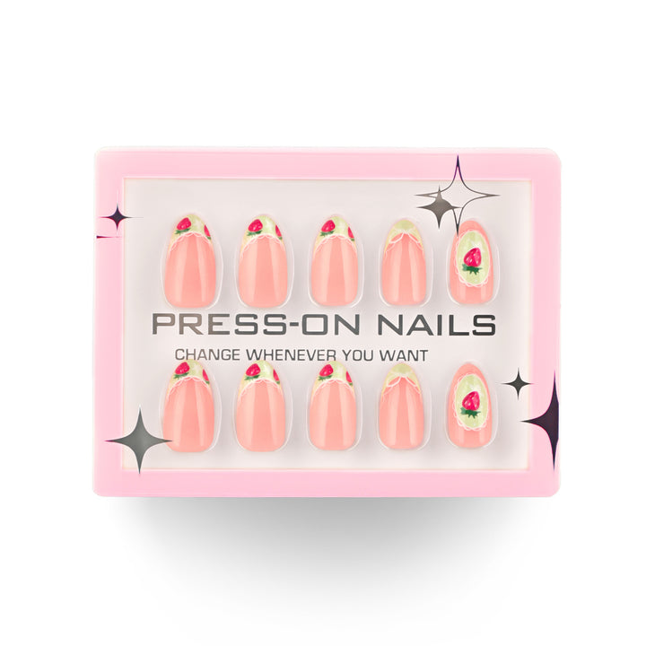 Artificial Press-On Nails with Floral Design Bowlift