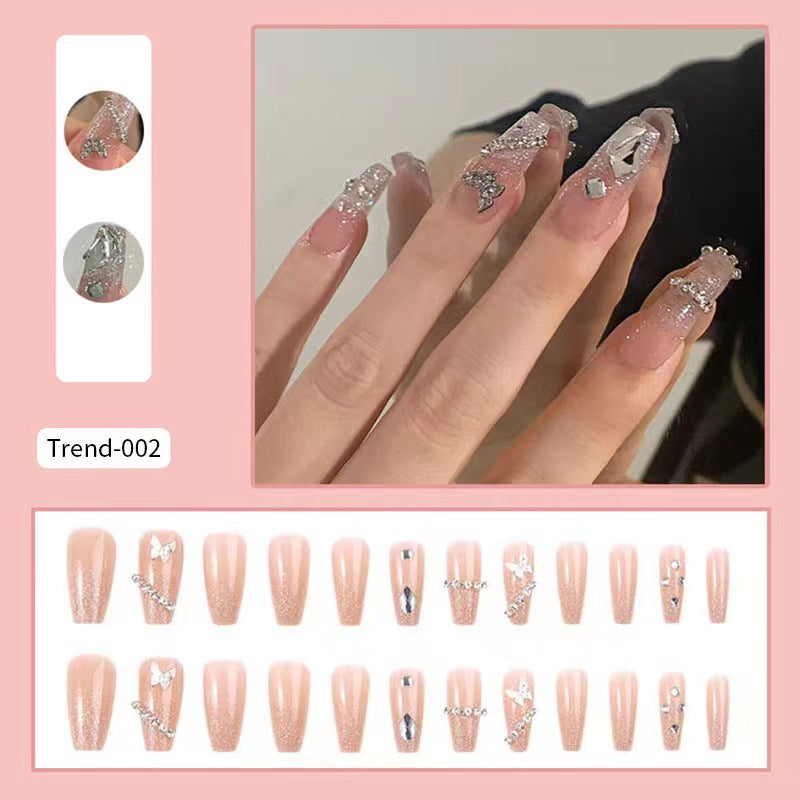 Sparkling Rhinestone Press-On Nail Set Bowlift