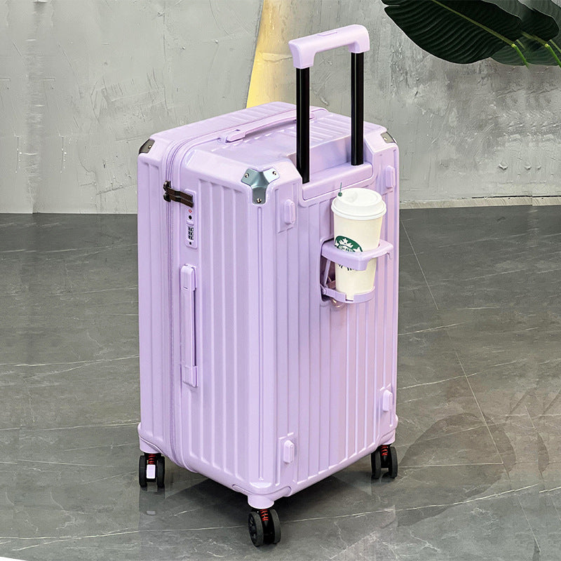 Unisex Multi-Functional Hard Shell Luggage with Beverage Holder Bowlift