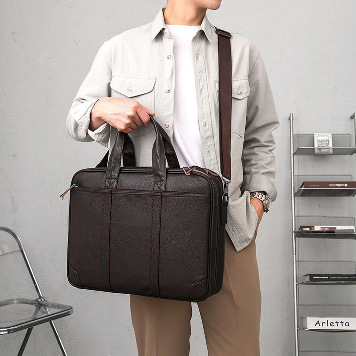 Premium Leather Business Briefcase Bowlift