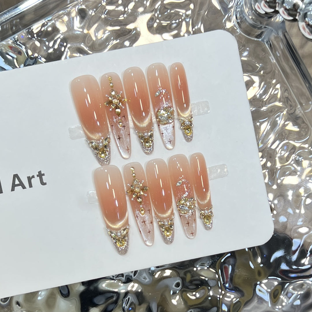 Elegant Stiletto Press-On Nail Set with Decorative Accents Bowlift