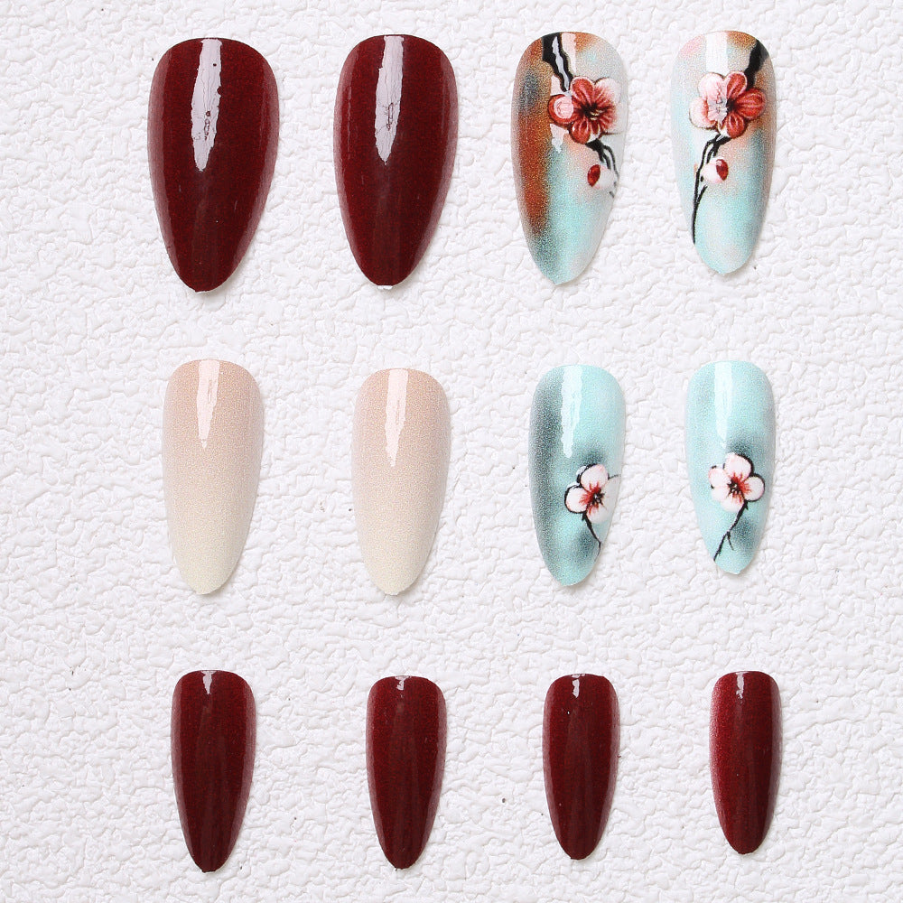 Artistic Floral Press-On Nail Designs Bowlift