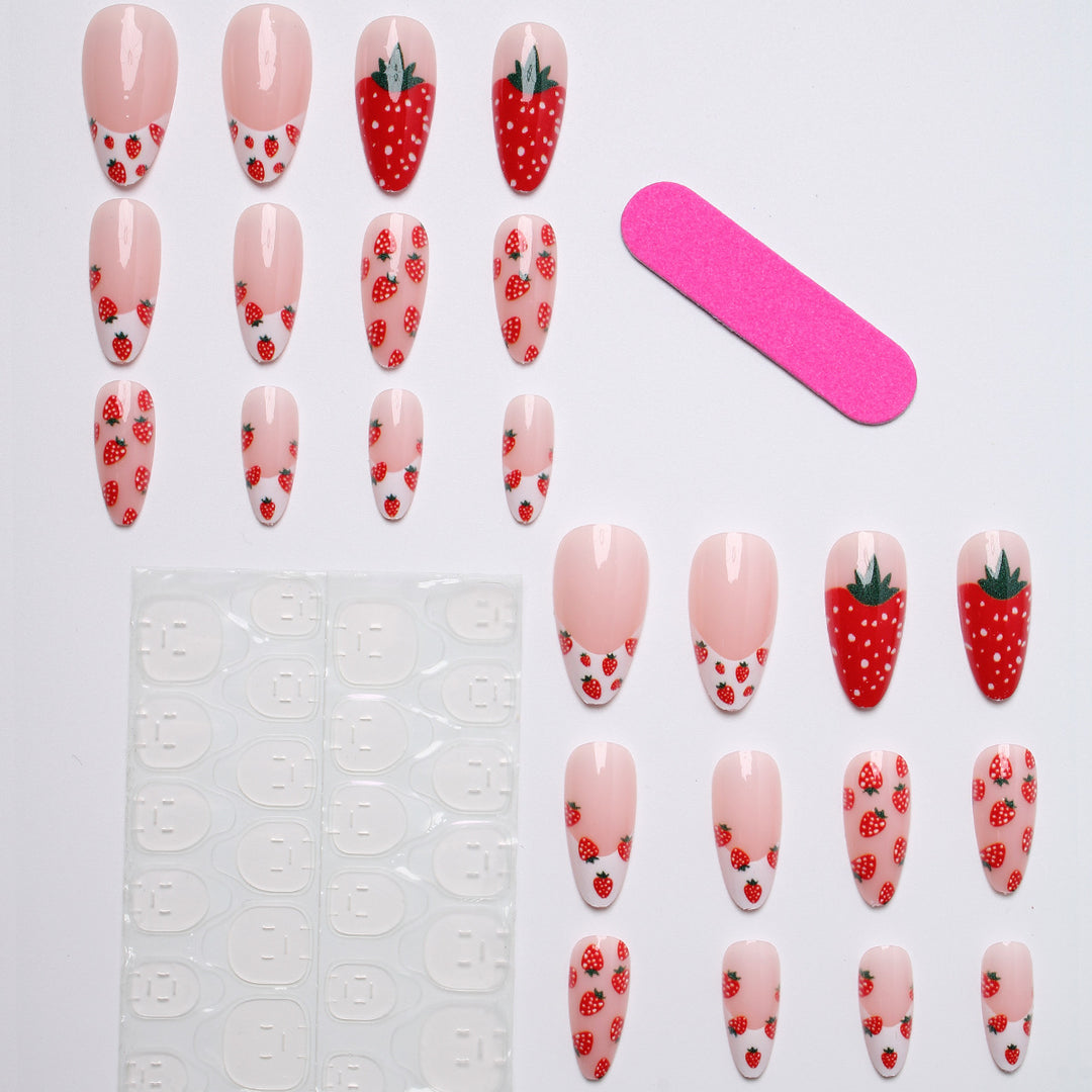 Artificial nails with strawberry design Bowlift