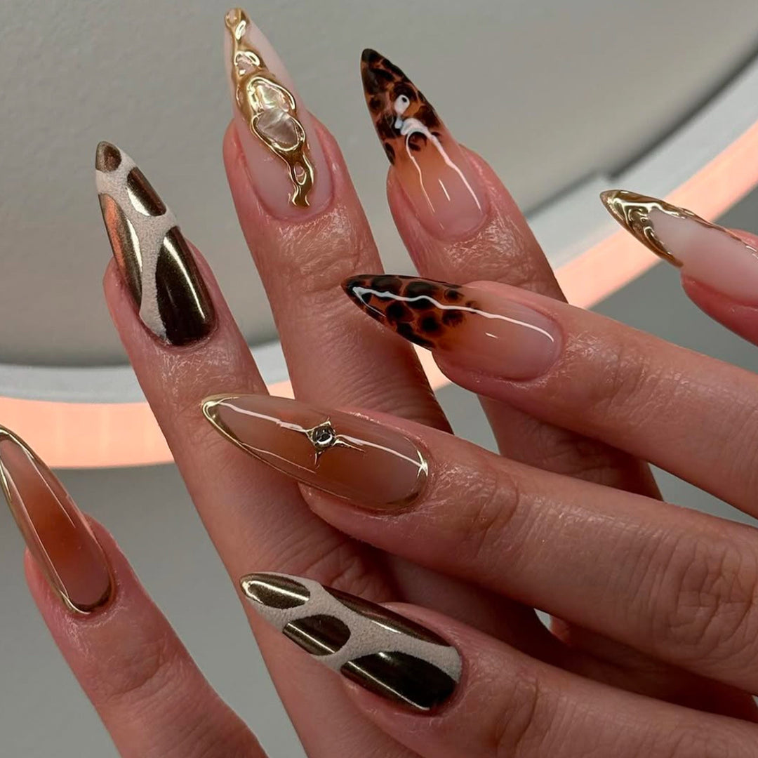 Premium Stiletto Nail Extensions with Artistic Design Bowlift