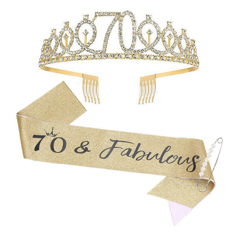 Ladies Sparkling Tiara with personalized 80th Birthday Inscription Bowlift