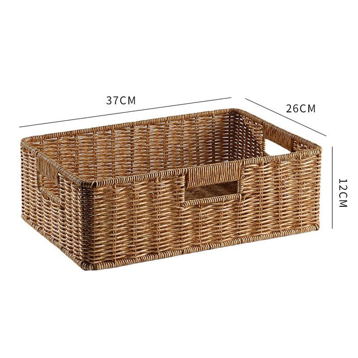 Women's Rectangular Storage Basket Made of Natural Wicker Bowlift