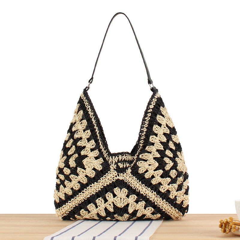 Shoulder bag with hand-knotted pattern and leather accents Bowlift