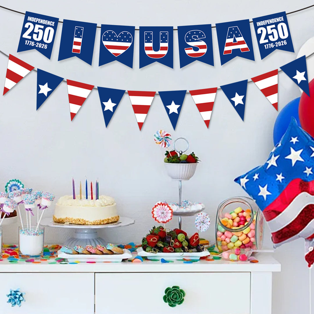 Unisex nan bunting with star motifs and stripes, weatherproof polyester party decoration Bowlift