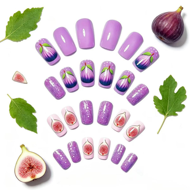 Artificial nails with elegant fig motifs Bowlift