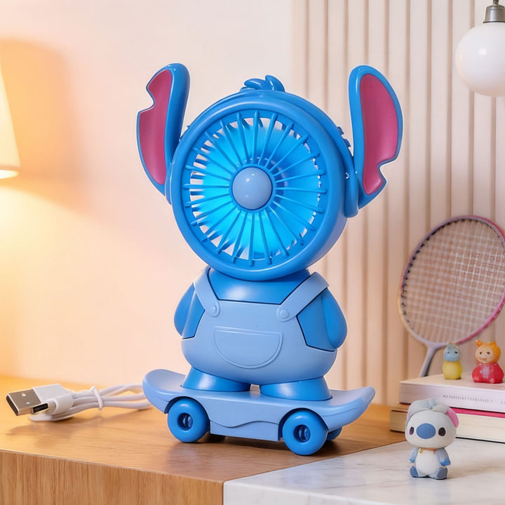 Ladies Portable Toy Fan with LED Lighting and USB Charging Bowlift