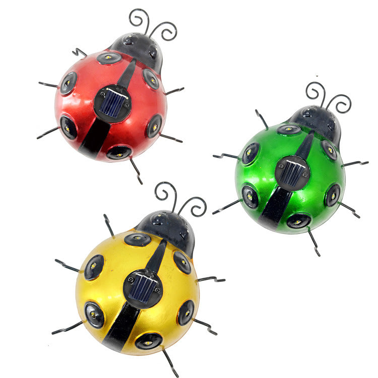 Decorative Solar-Powered Metal Ladybug Garden Lights With Warm LED Accents Bowlift