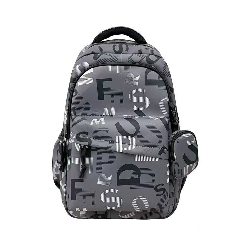 Stylish backpack with modern lettering pattern Bowlift