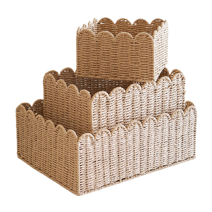 Scalloped Woven Storage Basket Bowlift