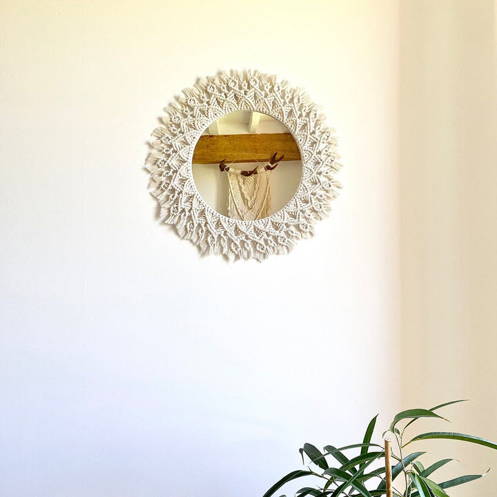 Decorative Macrame Round Wall Mirror Bowlift