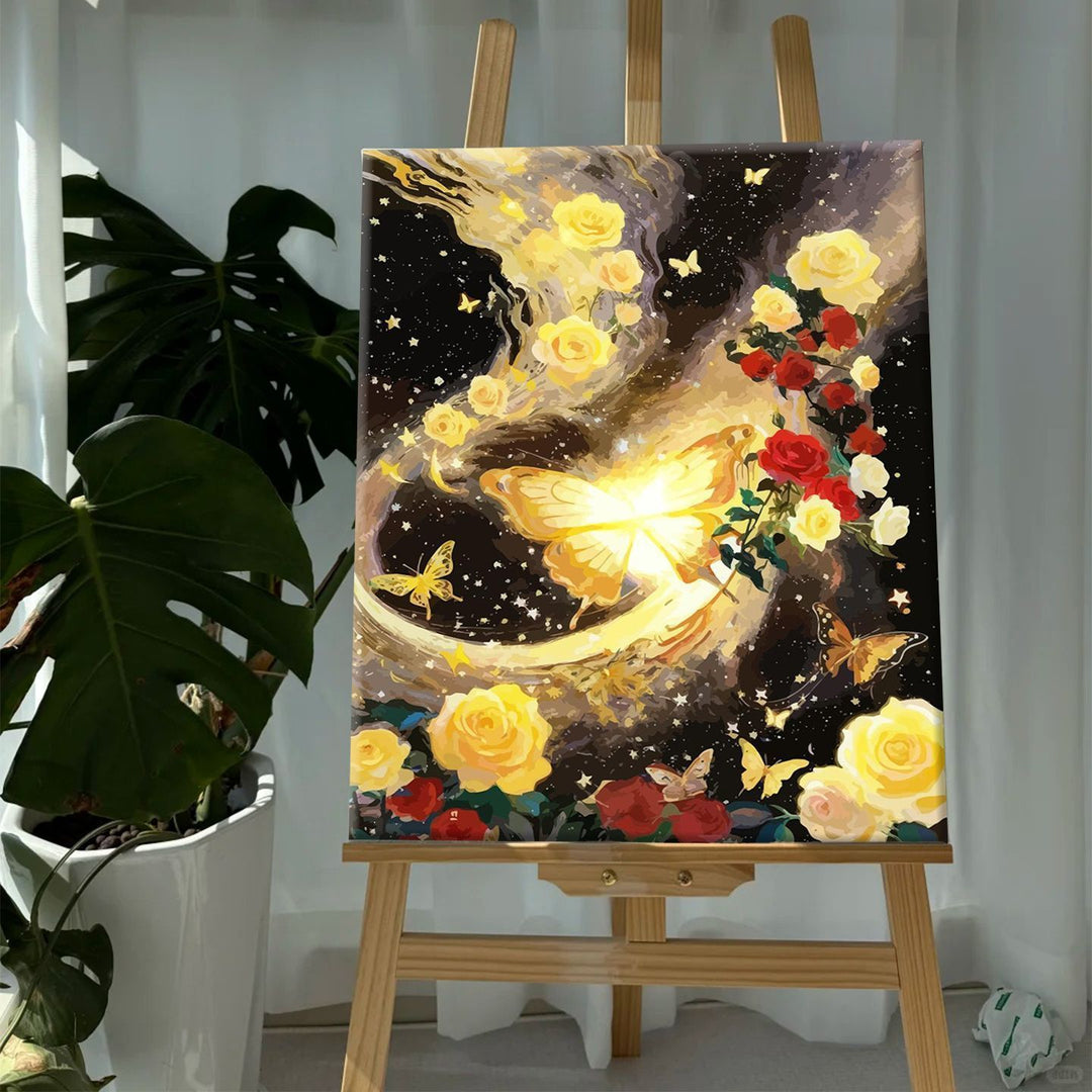 Colorful Butterfly and Floral Canvas Art Print Bowlift