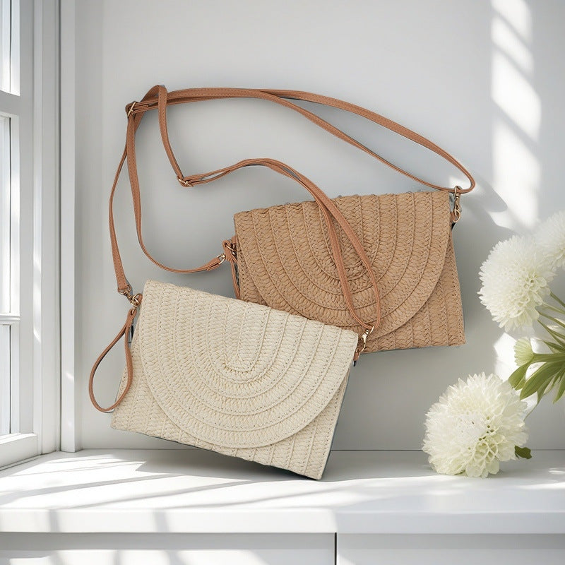 Woven Natural Material Crossbody Bag Bowlift