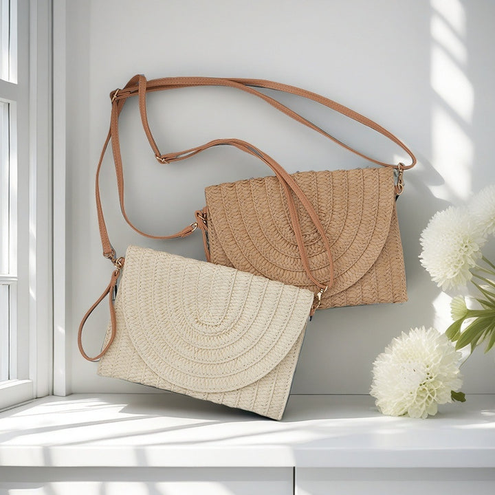 Woven Natural Material Crossbody Bag Bowlift