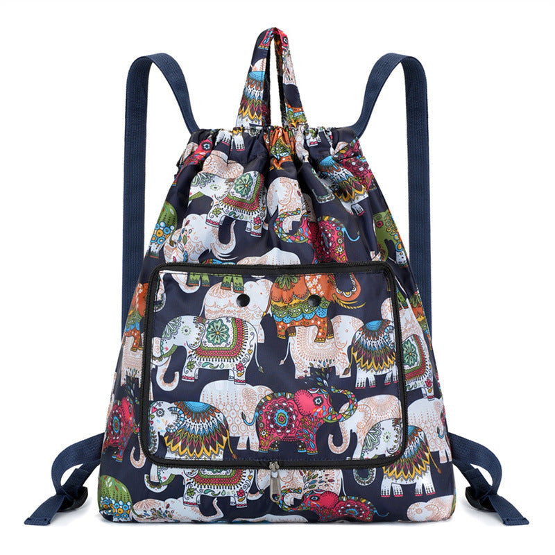 Lightweight Floral Drawstring Backpack Bowlift