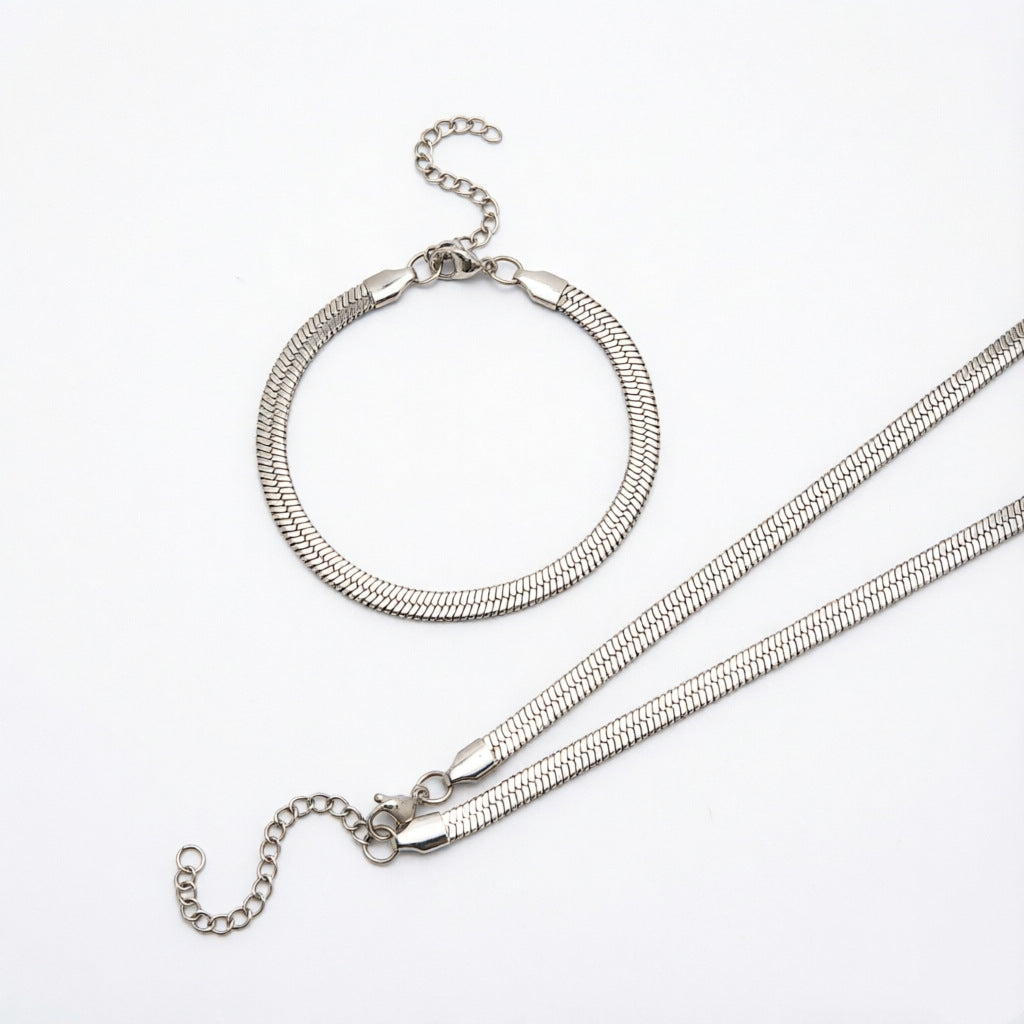 Elegant Textured Chain Jewelry Set Bowlift
