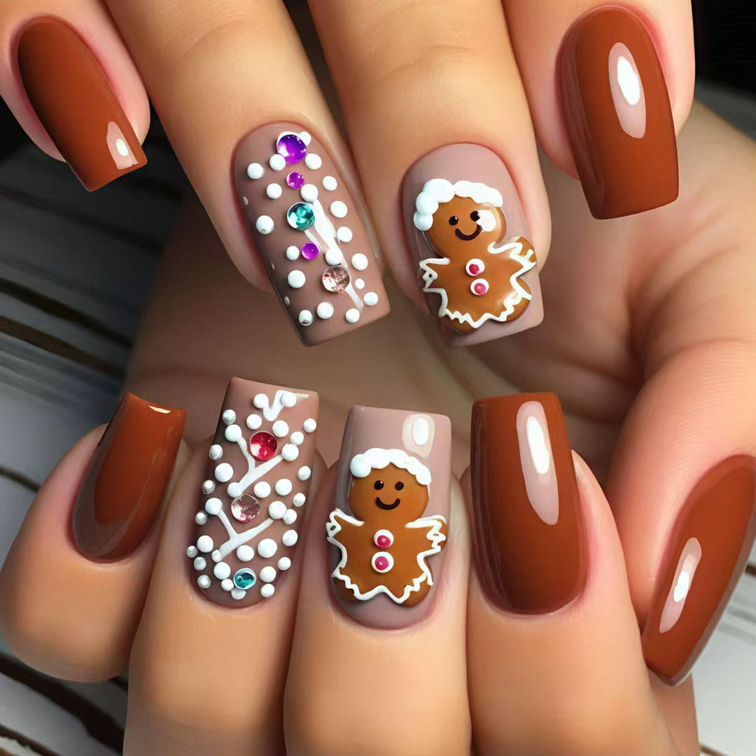 Festive Gingerbread-Themed Nail Art Bowlift