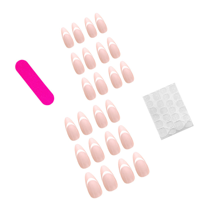 Elegant stiletto artificial nails with French tip Bowlift