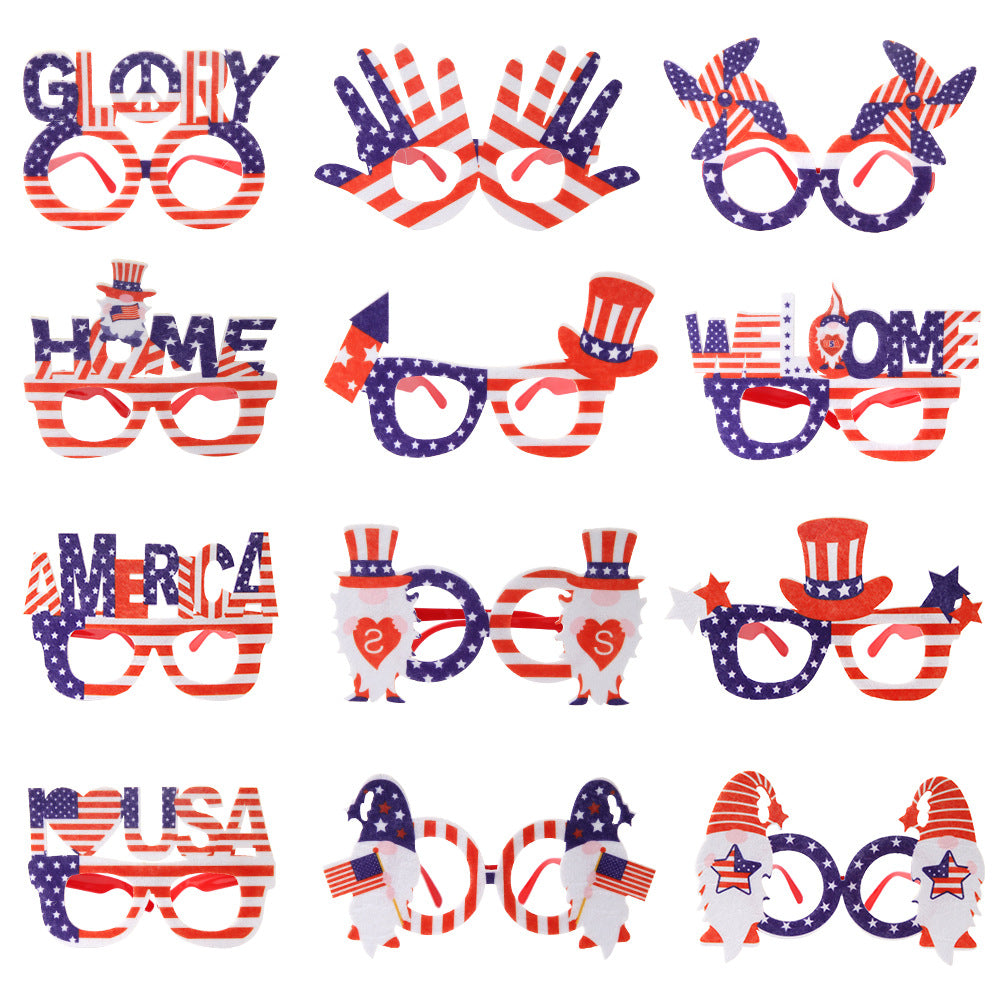 Unisex nan novelty hand-shaped patriotic party eye glasses with finger-frame design Bowlift