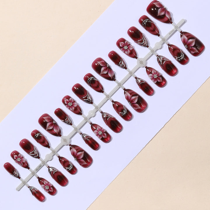 3D Floral Accent Stiletto Nail Art Extensions Bowlift