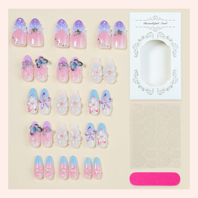 Creative nail art set with floral and butterfly motifs Bowlift