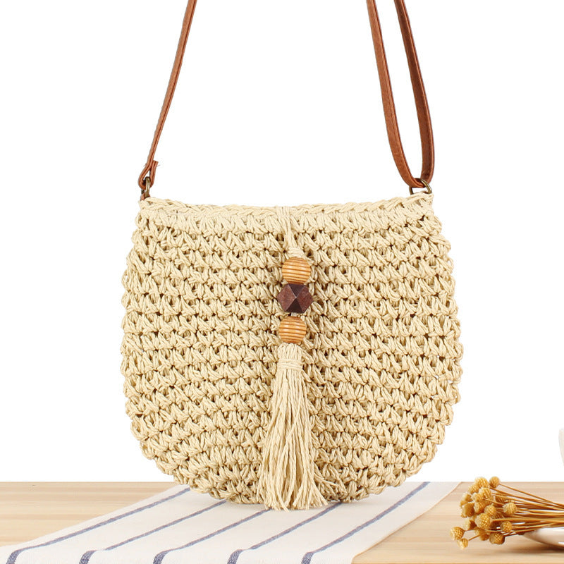 Shoulder bag with Hand-knotted Macramé and Fringes Bowlift