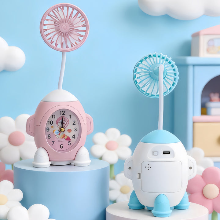 Ladies multifunctional table clock with integrated fan Bowlift