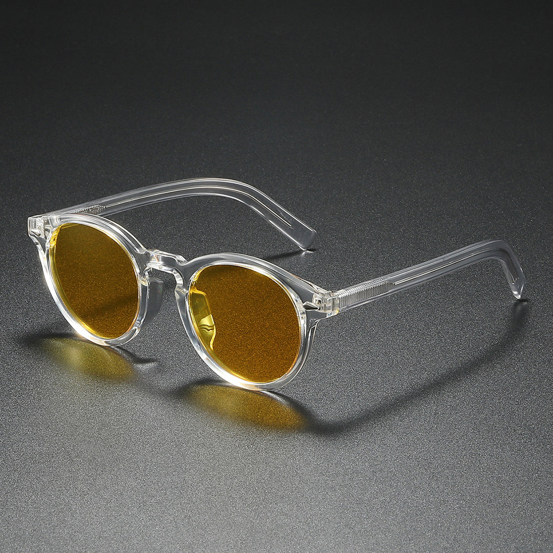 Ladies Round Sunglasses with Transparent Frame and Reflective Lenses Bowlift