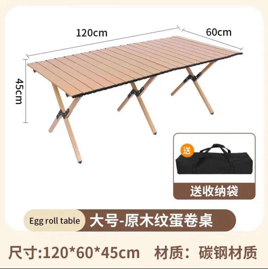 Foldable and Portable Camping Table with Durable Wooden Surface Bowlift