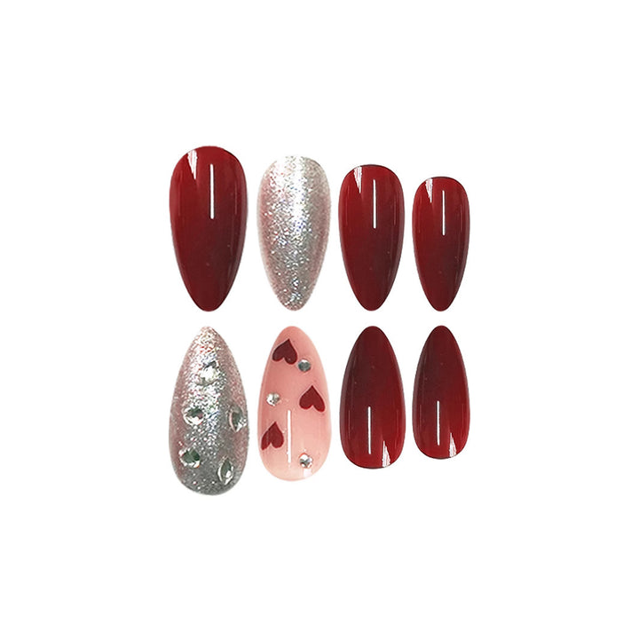 Elegant Heart-Themed Press-On Nail Set Bowlift