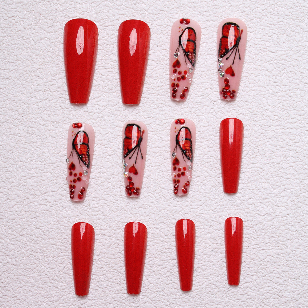 Artistic Butterfly-Embellished Press-On Nails Bowlift