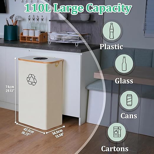 Elegant recycling bin with removable lid and compartments Bowlift