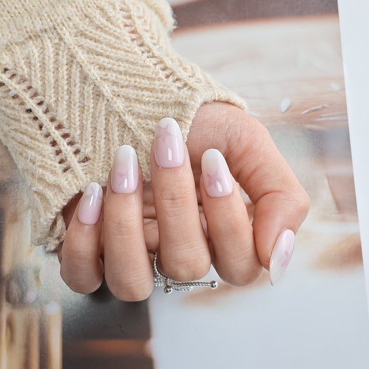 Elegant French Tip Press-On Nails Bowlift