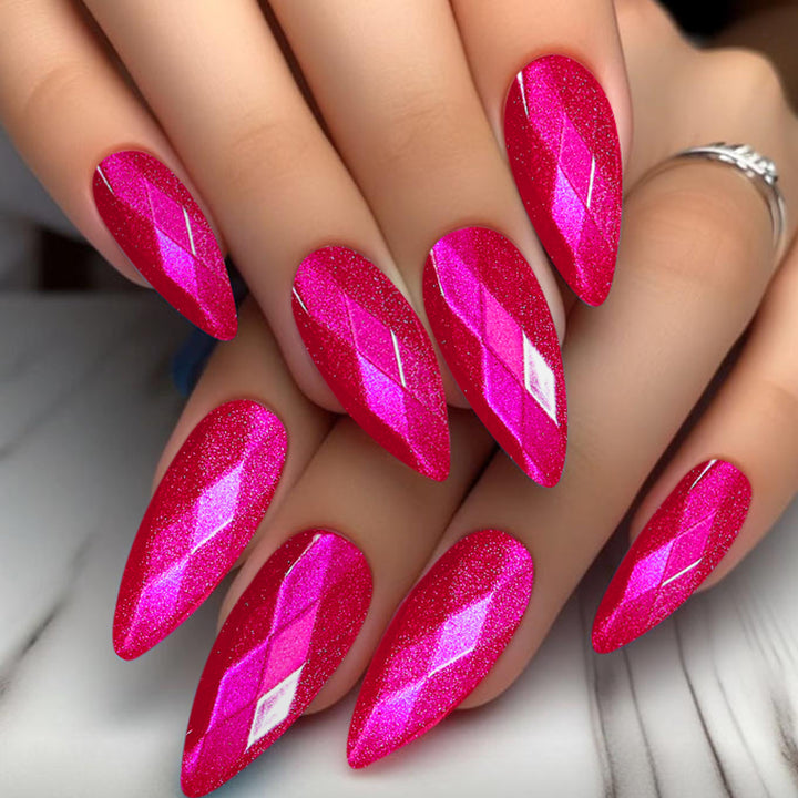 Shimmering Stiletto Nail Art Extensions Bowlift