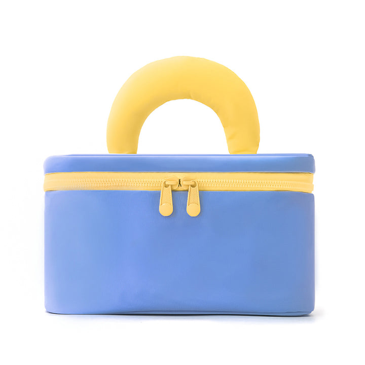 Cosmetic organizer with ergonomic carrying handle Bowlift