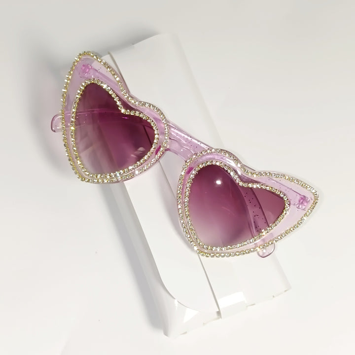 Rhinestone-Embellished Heart-Shaped Sunglasses Bowlift