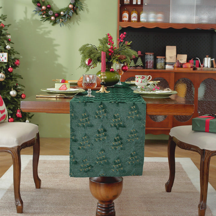 Festive Christmas Tree Pattern Table Runner
