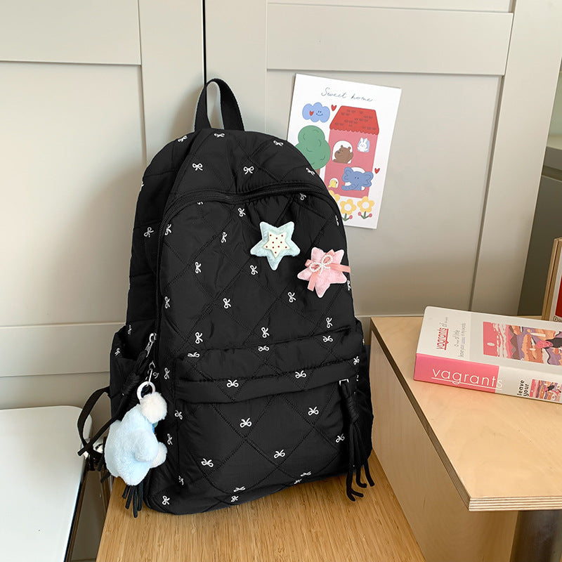 Quilted Playful Design Backpack Bowlift