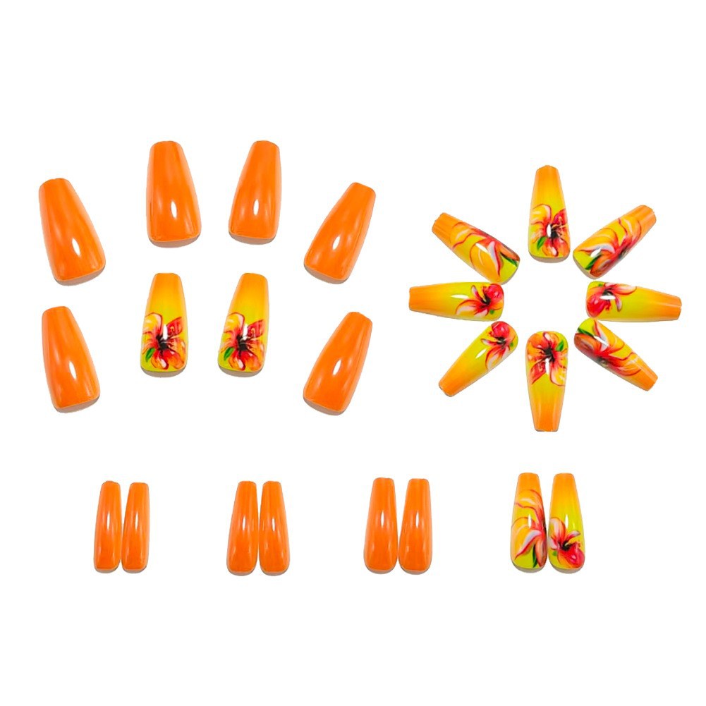 Artificial nails with elaborate floral design Bowlift