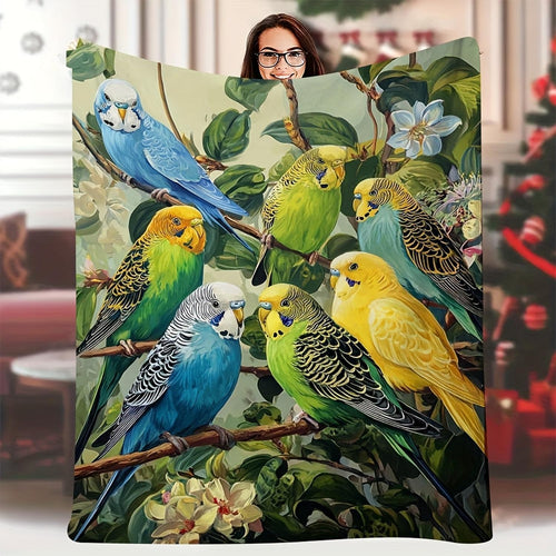 Artistic Budgie Print Throw Blanket