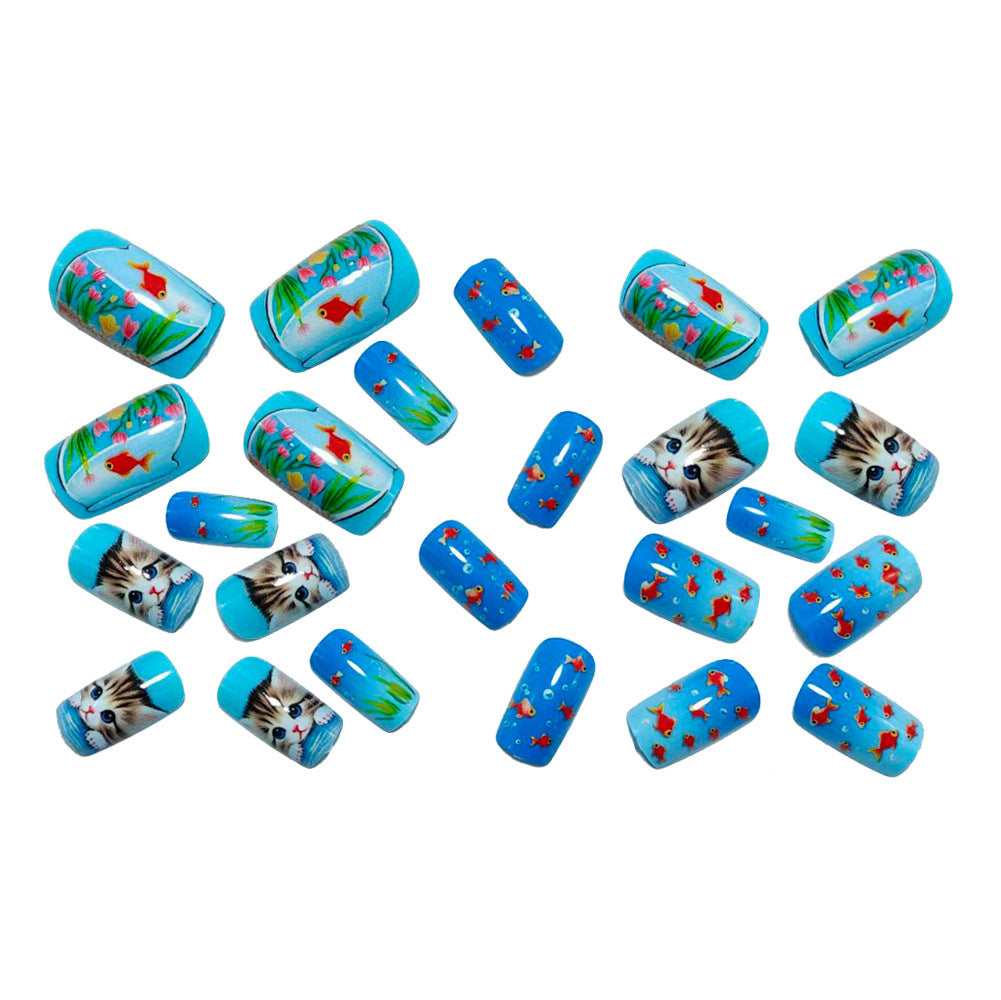 Creative artificial nails with playful animal motifs and aquatic designs Bowlift