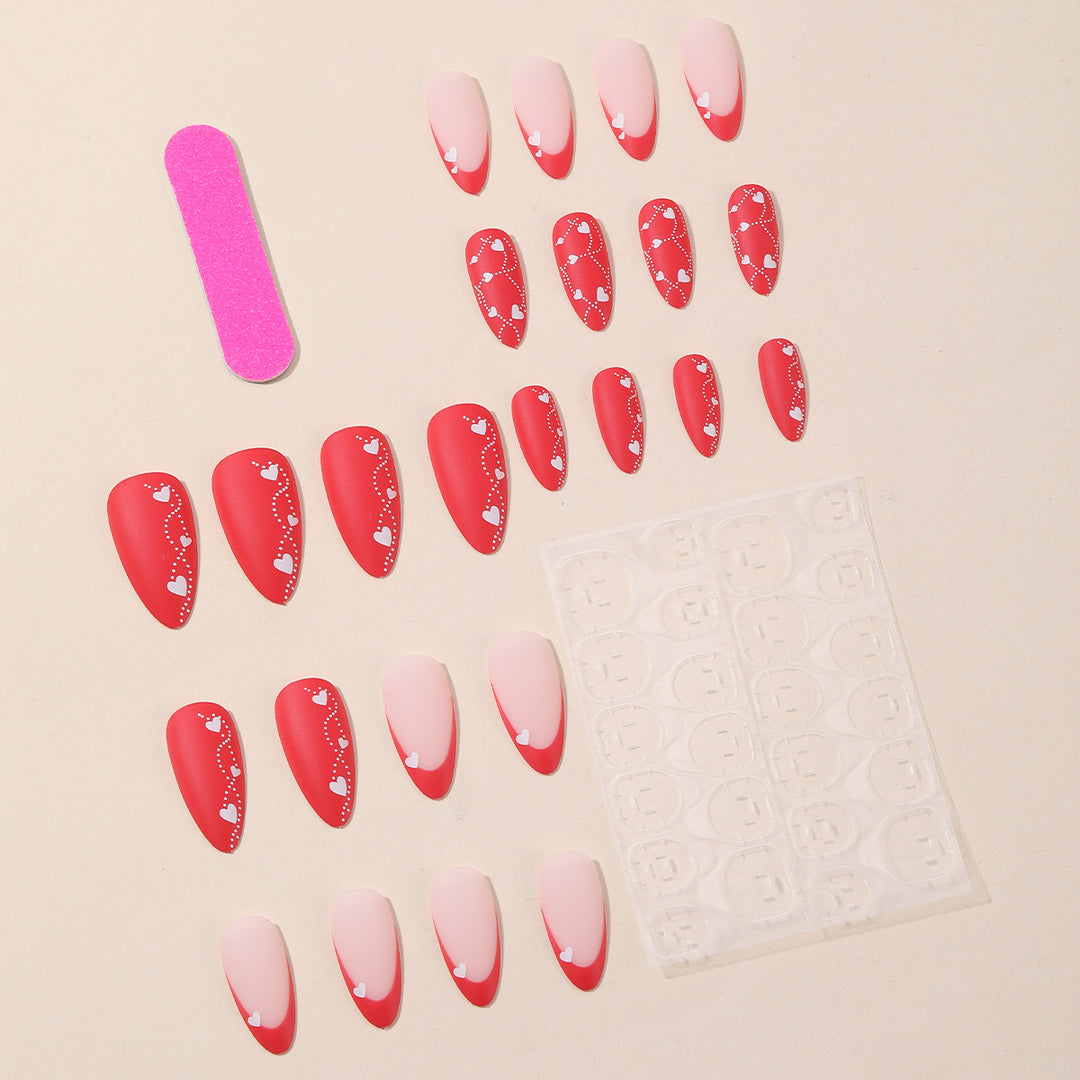 Romantic Heart-Design Acrylic Nail Art Extensions Bowlift