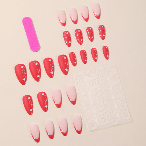 Romantic Heart-Design Acrylic Nail Art Extensions Bowlift